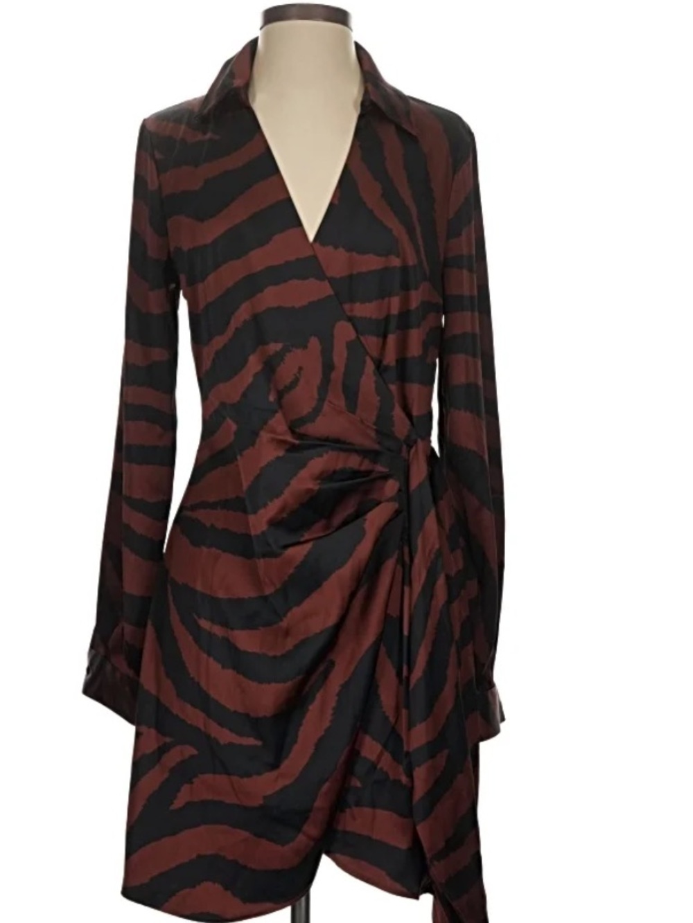House of Harlow 1960 Black and Rust Zebra Wrap Mini Dress